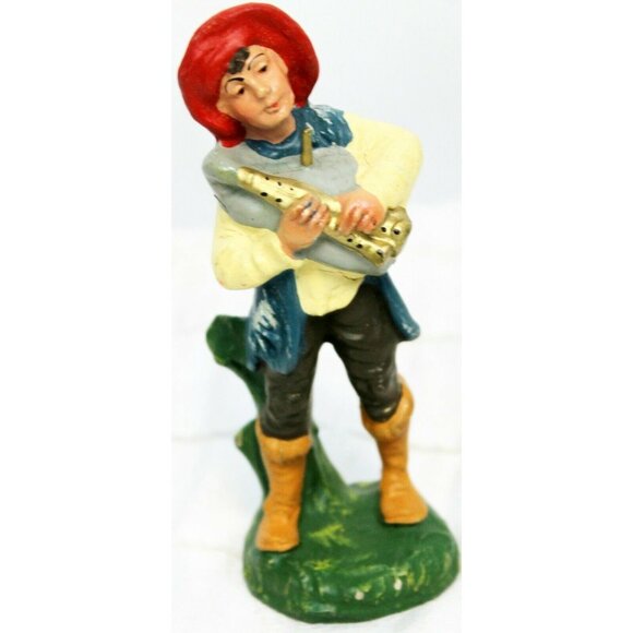 VTG Fontanini Paper Mache Nativity Boy Flute Music Player Figurine Italian - Picture 2 of 10